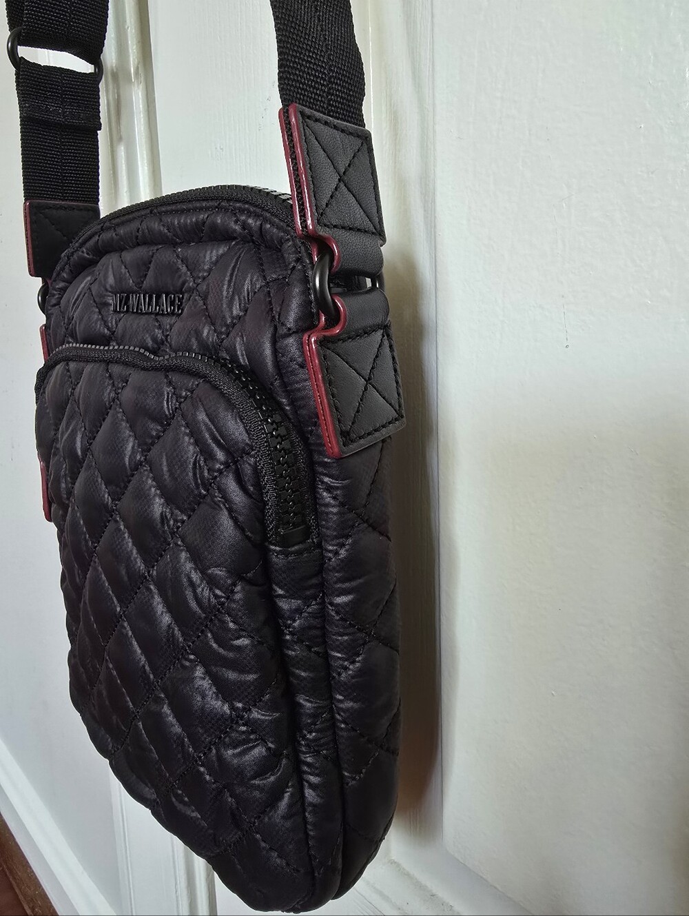 MZ Wallace Black Quilted Crossbody with Tan Logo Accent NWOT - Picture 5 of 10